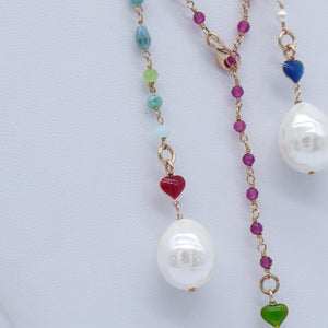 Collana incatenato saliscendi con Madreperla terminale     PE 292
