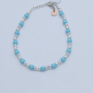 Braccialetto palline diamantate e pietre naturali    B 745