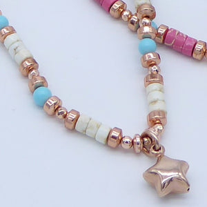 Collana tondini pietre dure e ciondolo argento     PE 193