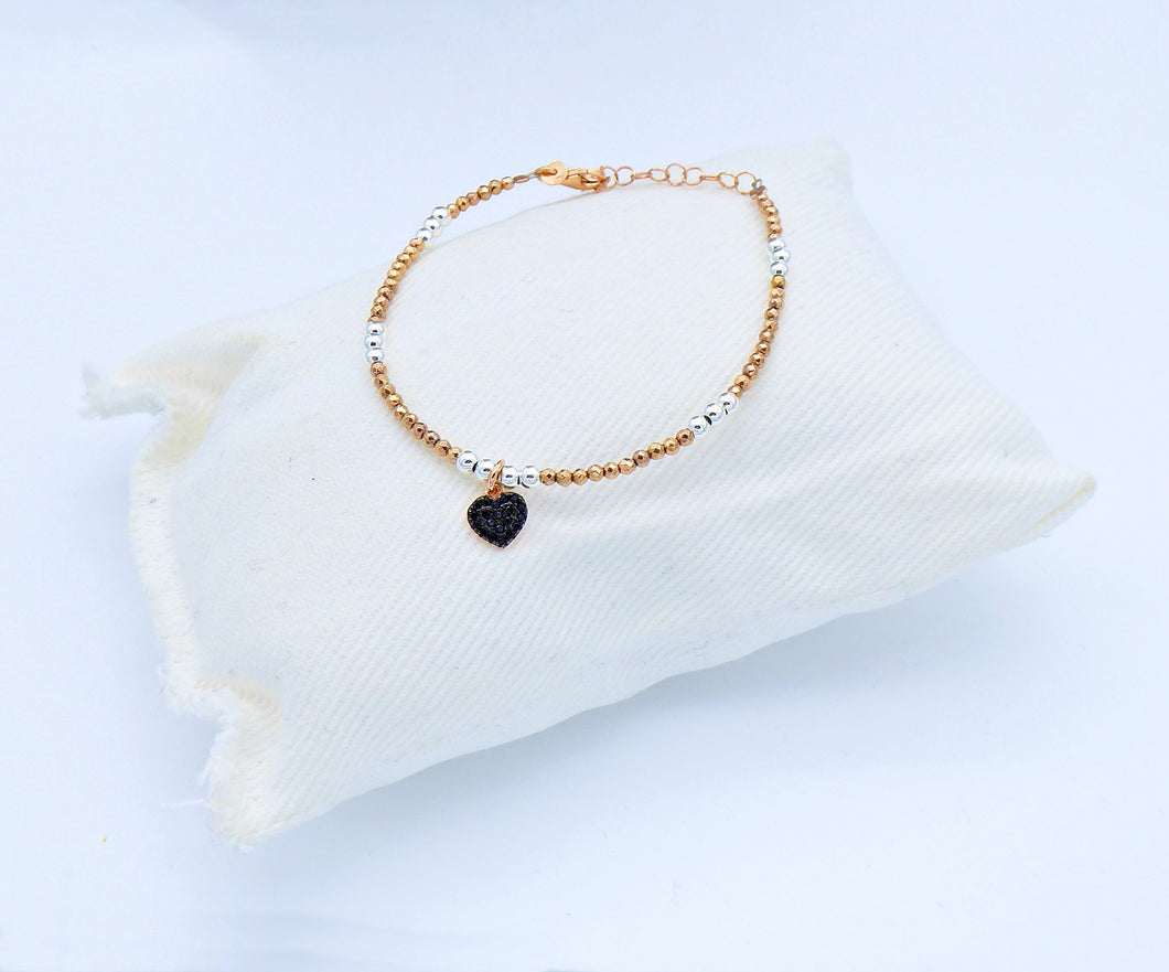 Bracciale ematite con ciondoli misti    Ref. B 333