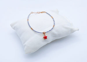 Bracciale ematite ciondolo cuore/stella smaltato         Ref. B 170