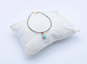 Bracciale ematite ciondolo cuore/stella smaltato         Ref. B 170