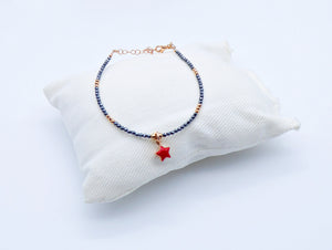 Bracciale ematite ciondolo cuore/stella smaltato         Ref. B 170