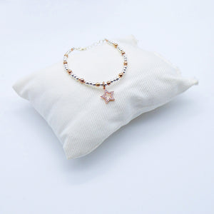 Bracciale palline con cuore/stella ziconi         Ref. B 432