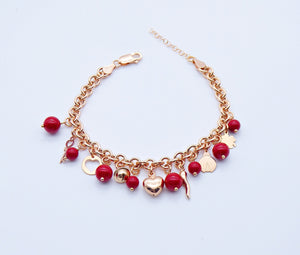 Bracciale rolò ciondoli misti e pietre       Ref. B 996