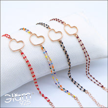 Carica l&#39;immagine nel visualizzatore di Gallery, Bracciale palline smaltate con intermezzo cuore grande a filo   Ref. B 877
