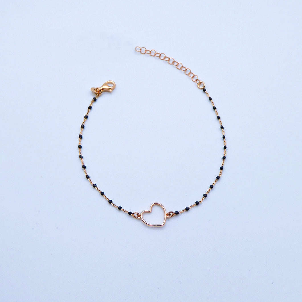Bracciale palline smaltate con intermezzo cuore mini   Ref. B 877/mini