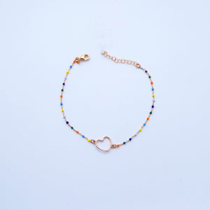 Bracciale palline smaltate con intermezzo cuore mini   Ref. B 877/mini