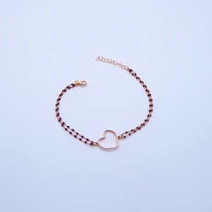 Bracciale palline smaltate con intermezzo cuore grande a filo   Ref. B 877