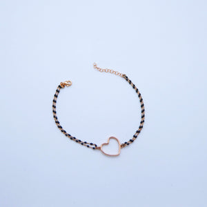 Bracciale palline smaltate con intermezzo cuore grande a filo   Ref. B 877