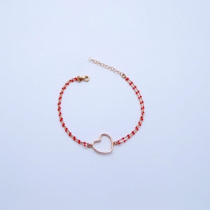 Bracciale palline smaltate con intermezzo cuore grande a filo   Ref. B 877