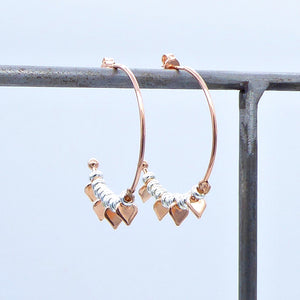 Orecchini a cerchio inserti ciambelle e ciondoli Cuori/Stelle in argento  Ref. O 115