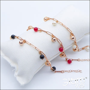 Bracciale maglia rettangolare con pietre dure e campanelle  Ref. B DV1525