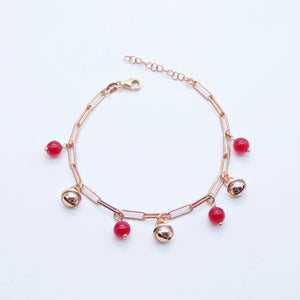 Bracciale maglia rettangolare con pietre dure e campanelle  Ref. B DV1525