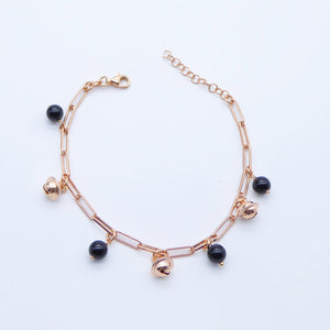 Bracciale maglia rettangolare con pietre dure e campanelle  Ref. B DV1525