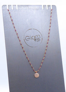 Collana incatenato pietrine con ciondolo Smile a zirconi  Ref. PE 252/HB