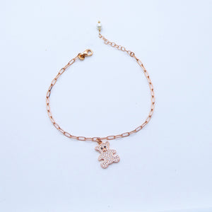 Bracciale maglia rettangolare con Orsetto a zirconi   Ref. B 592/HB