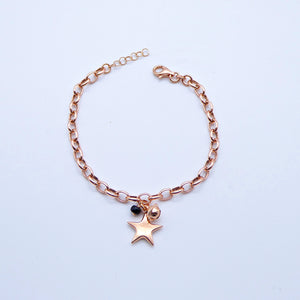 Bracciale anelle bombate con Cuore/Stella grande bombata e pietre  Ref. B 181