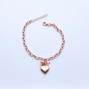 Bracciale anelle bombate con Cuore/Stella grande bombata e pietre  Ref. B 181