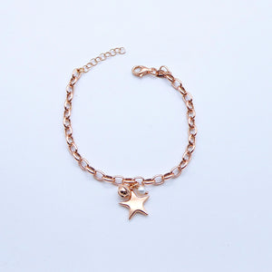 Bracciale anelle bombate con Cuore/Stella grande bombata e pietre  Ref. B 181