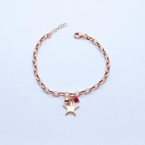 Bracciale anelle bombate con Cuore/Stella grande bombata e pietre  Ref. B 181