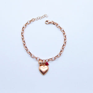 Bracciale anelle bombate con Cuore/Stella grande bombata e pietre  Ref. B 181