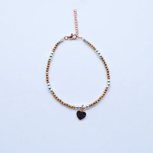 Bracciale Ematite colorata con palline argento e ciondoli misti zirconi   Ref. B 333
