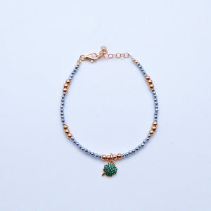 Bracciale Ematite colorata con palline argento e ciondoli misti zirconi   Ref. B 333