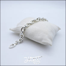 Carica l&#39;immagine nel visualizzatore di Gallery, Bracciale anelle ovali bombate in argento bianco   Ref. B 992/HB
