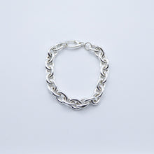 Carica l&#39;immagine nel visualizzatore di Gallery, Bracciale anelle ovali bombate in argento bianco   Ref. B 992/HB
