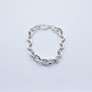Bracciale anelle ovali bombate in argento bianco   Ref. B 992/HB