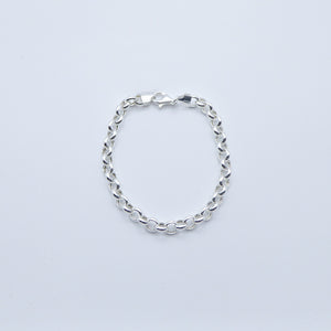 Bracciale stile tiffany anelle tonde bombate in argento bianco  Ref.  B DV749