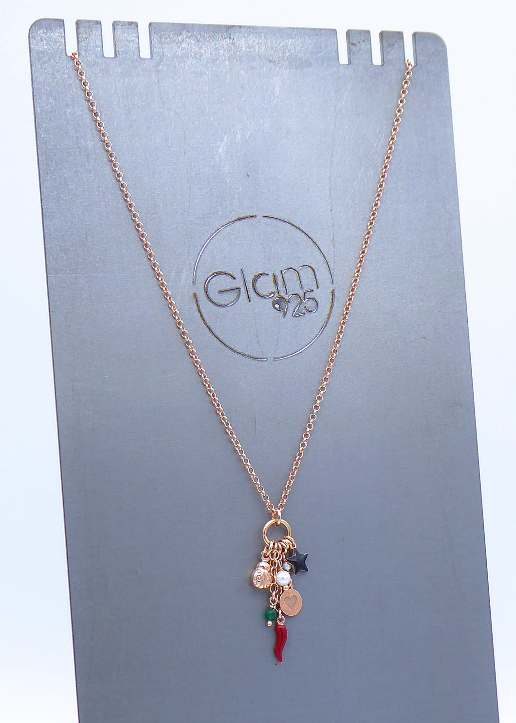 Collana rolò con cascata ciondoli misti  Ref. PE 459