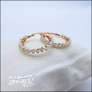 Orecchini cerchio con perline annodate  Ref. O 243/DUO
