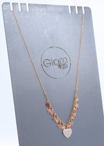 Collana multistella/multicuore con ciondolo centrale a pavé di zirconi   Ref. PE 209 - 208