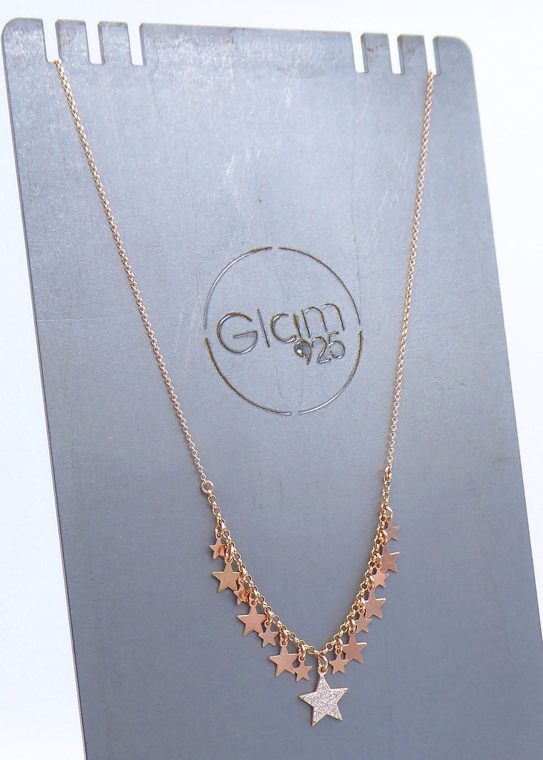 Collana multistella/multicuore con ciondolo centrale a pavé di zirconi   Ref. PE 209 - 208