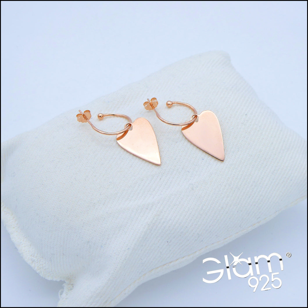 Orecchini mezzo cerchio con Cuore allungato  Ref. O 139/1-HB
