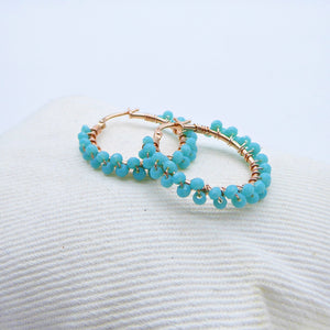 Orecchini cerchio con perline annodate  Ref. O 243/DUO