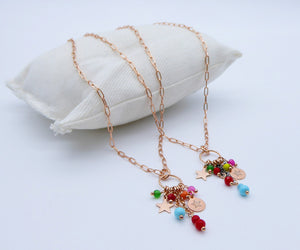 Collana maglia rettangolare mini con cascata di pietre   Ref. PE 458/ARG