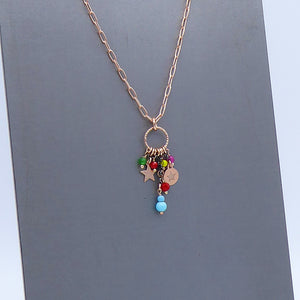 Collana maglia rettangolare mini con cascata di pietre   Ref. PE 458/ARG
