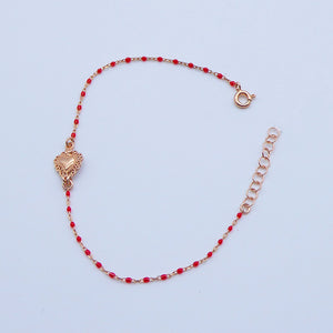 Braccialetto palline mini smaltate con Cuore sacro centrale   Ref. B 855