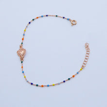Carica l&#39;immagine nel visualizzatore di Gallery, Braccialetto palline mini smaltate con Cuore sacro centrale   Ref. B 855
