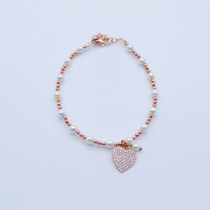 Braccialetto perle ed ematite con ciondolo a zirconi   Ref. B 411