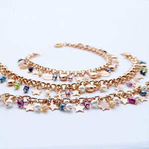 Bracciale multiciondolo con pietre   B S3499  B S3500  B S0492