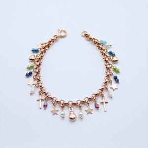 Bracciale multiciondolo con pietre   B S3499  B S3500  B S0492