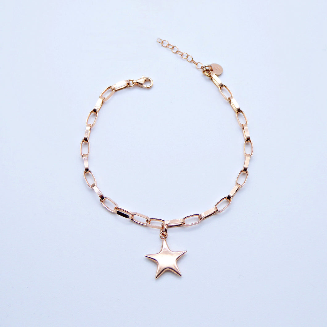 Bracciale maglia rettangolare grande con maxi ciondolo    B 044/bl - B 044
