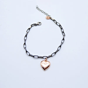 Bracciale maglia rettangolare grande con maxi ciondolo    B 044/bl - B 044