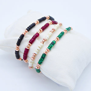 Bracciale pietre dure e tondini ematite rosa    B 183/1