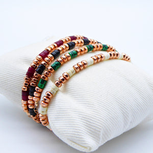 Bracciale pietre dure intermezzi tondini ematite    B 183