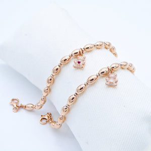 Bracciale ovalini con ciondolo orsetto zirconi   B S5182/CD
